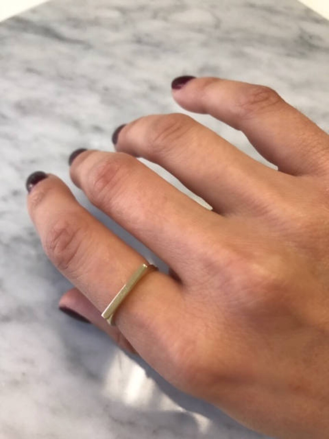 14k Gold Bar Ring 14k Solid Gold Etsy