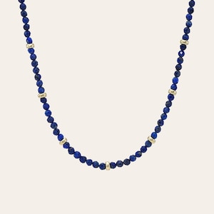 14K Gold Blue Lapis Segment Bead Necklace