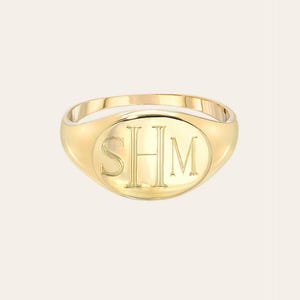 14k gold monogram signet ring