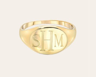 14k Gold-Monogramm Siegelring