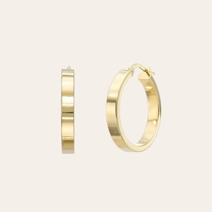 14k Gold Large Flat Hoop Earring