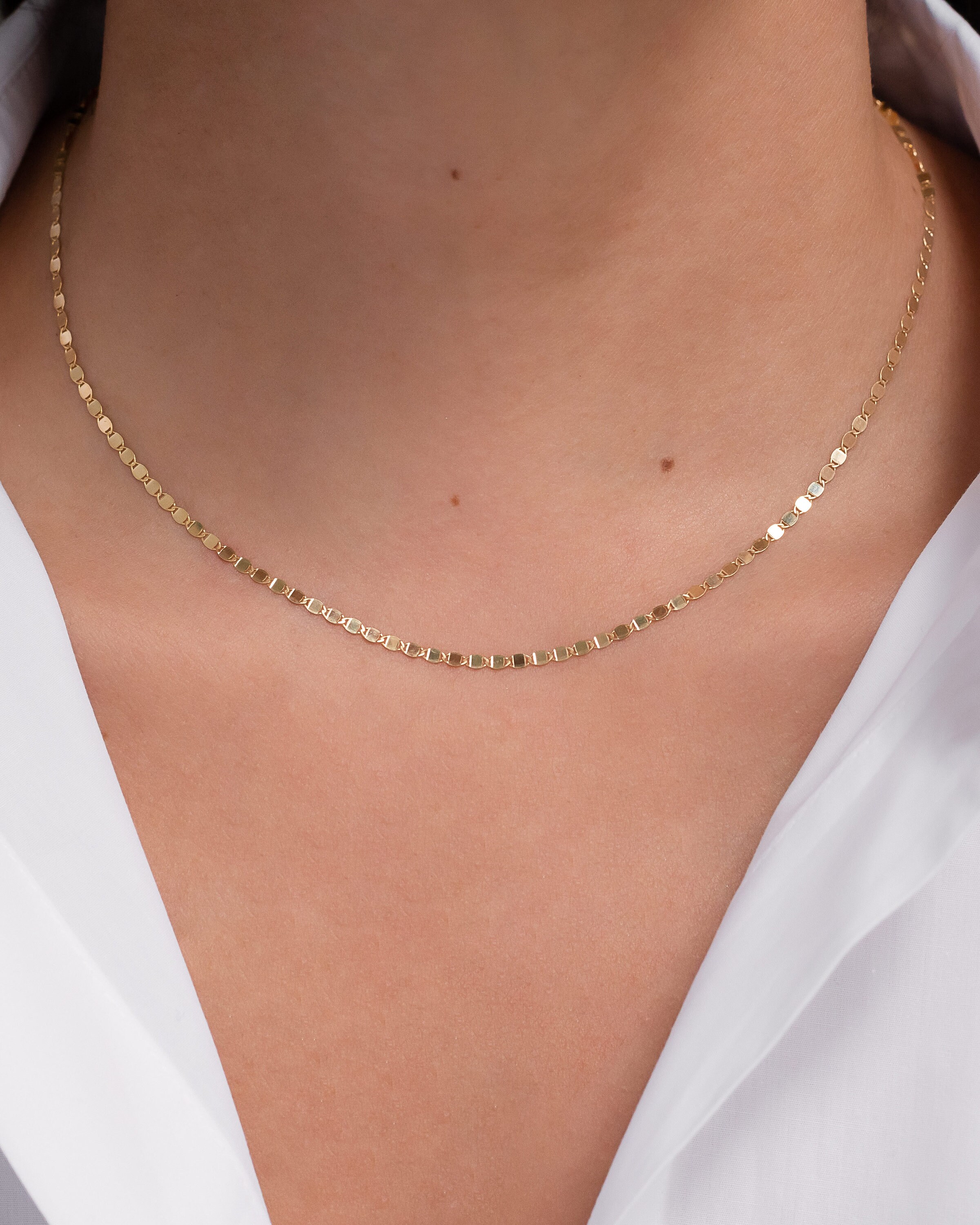 14k Gold Mirror Chain Link Necklace - Etsy