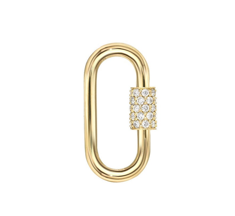 14k Gold Diamond Carabiner Lock Charm image 1