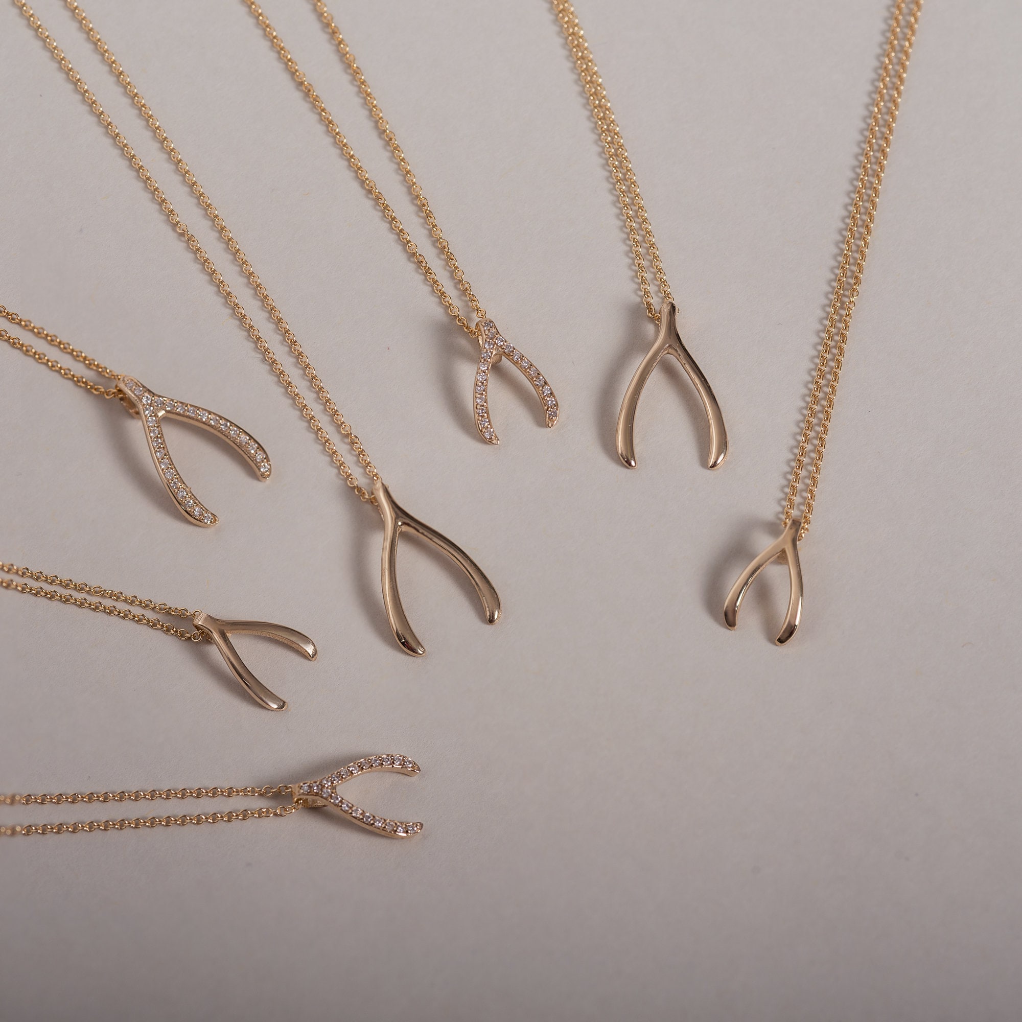 Solid gold sales wishbone necklace