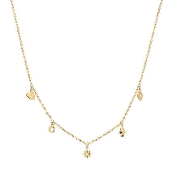 14k solid gold charm necklace Etsy