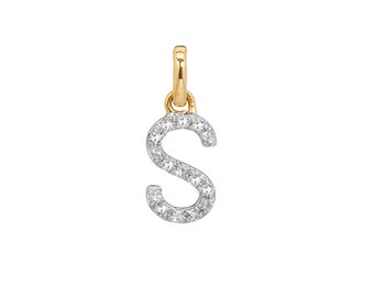 14k Diamond Initial Pendant