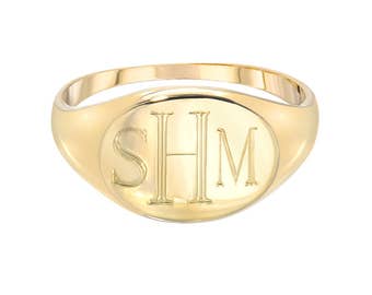 14k gold monogram signet ring