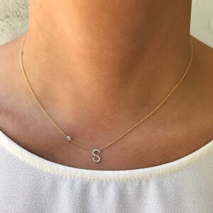 Diamond initial with bezel necklace image 5