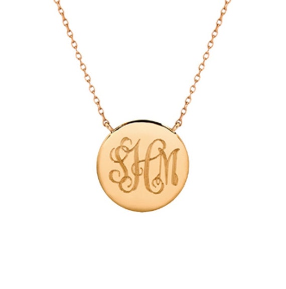 14k Solid Gold Monogram Necklace - Etsy 