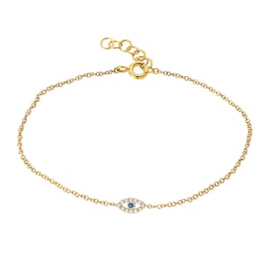 14k Gold Tiny Evil Eye with Diamonds Bracelet