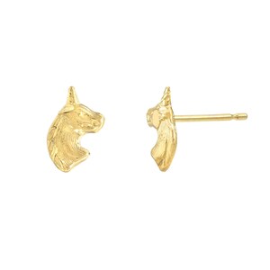 14k Gold Unicorn Stud Earrings