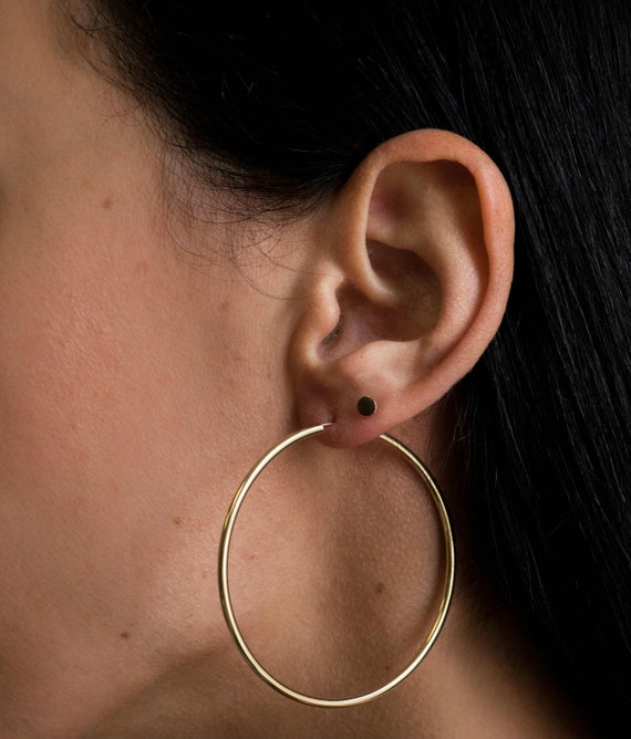 Zoe Lev Jewelry 14K Gold Medium Thick Hoop Earrings