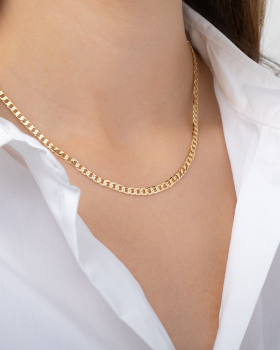 Gold Vermeil Flat Cuban Link Chain 