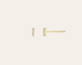 Mini Diamond Bar Stud Earrings