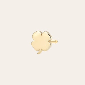 14k Gold Tiny Clover Stud Earring