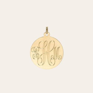 14k Gold Large Engraved Disc Pendant