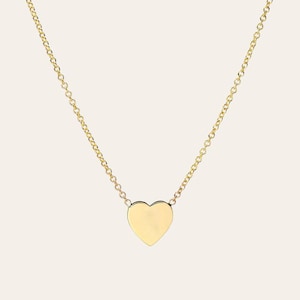 14k Gold Heart Necklace, Solid Gold Heart Necklace