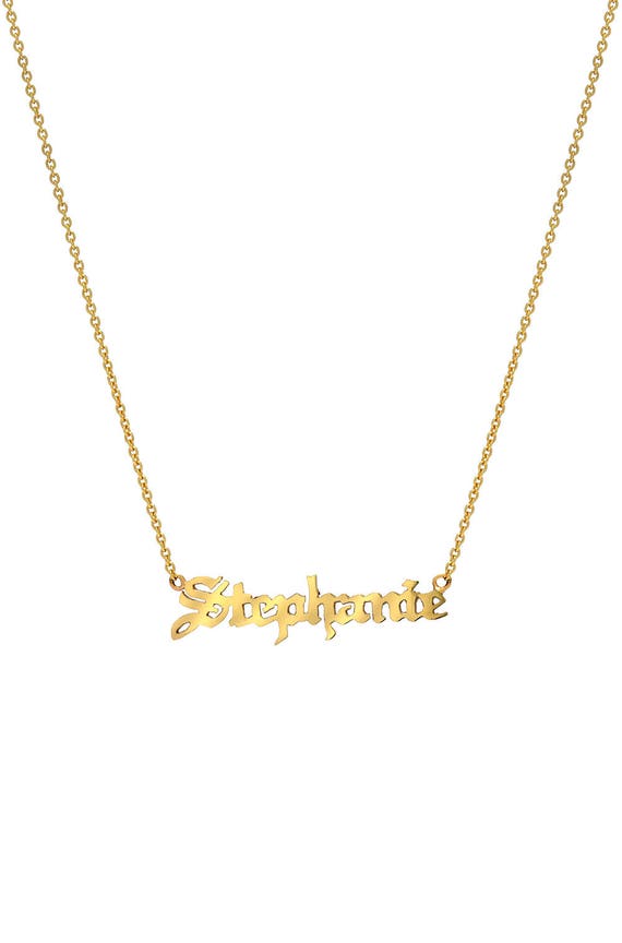 old english script necklace