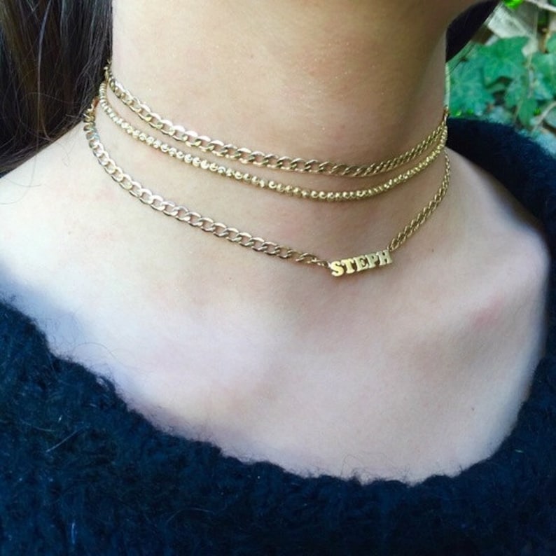 Gold cuban link name necklace Clearance