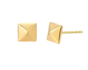 14k Gold Pyramid Stud Earrings