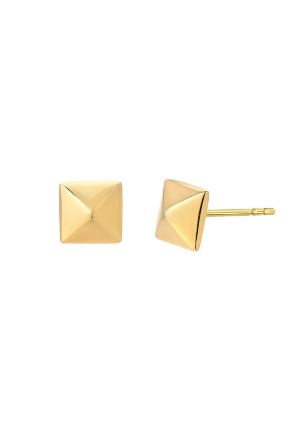 gold pyramid stud earrings
