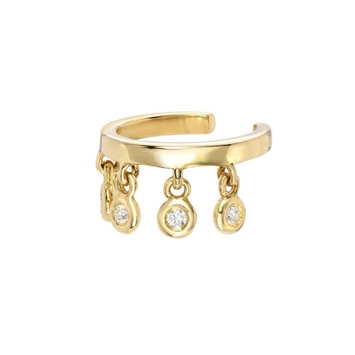 Diamond Curved Ear Cuff Diamond Crawler 14k Gold Diamond Etsy