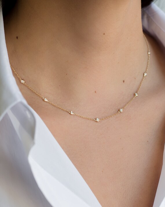 Diamond by the Yard Necklace 14k Gold 