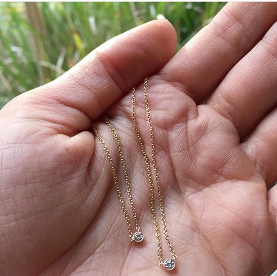 Small Bezel Diamond Necklace - Etsy