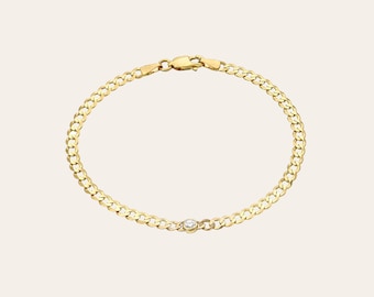 Bezel Diamond Cuban Link Bracelet