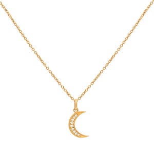 Diamond Moon Necklace | 14k Solid Gold
