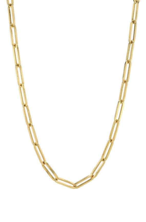 14k Gold Large Paper Clip Necklace 