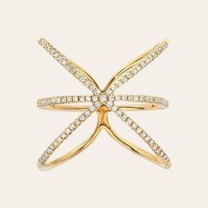 Pave Diamond X Ring
