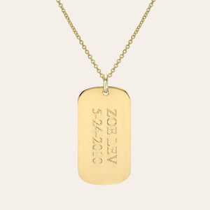 14k Gold Small Dog Tag Necklace