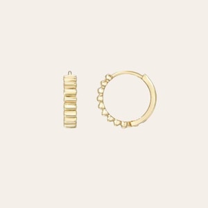 14K Gold Notched Huggies