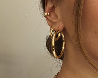 Gold Vermeil Large Thick Hoop Earrings