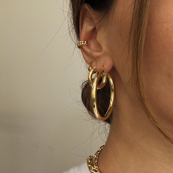 Fin Top 24k Gold Vermeil  Hoops main image 0