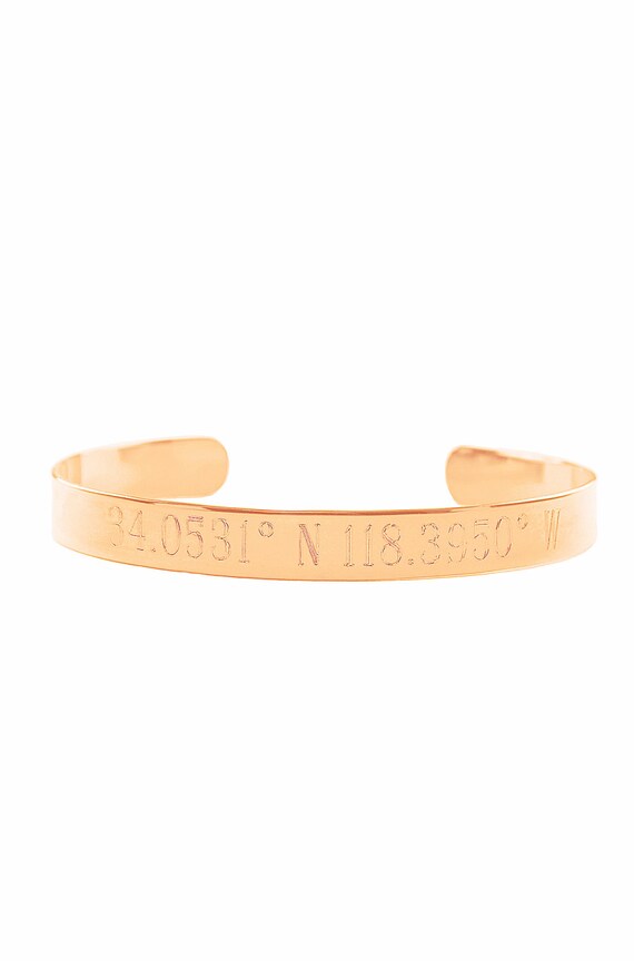 Coordinates cuff bracelet gps coordinate bracelet gold cuff Etsy