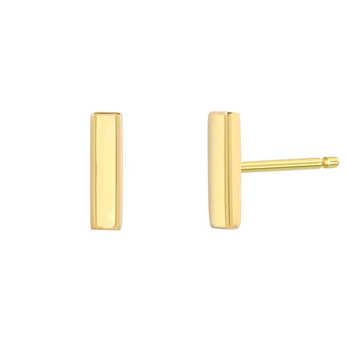 14K Gold T Bar Earrings 14K Gold Staple Stud Earrings Tiny - Etsy