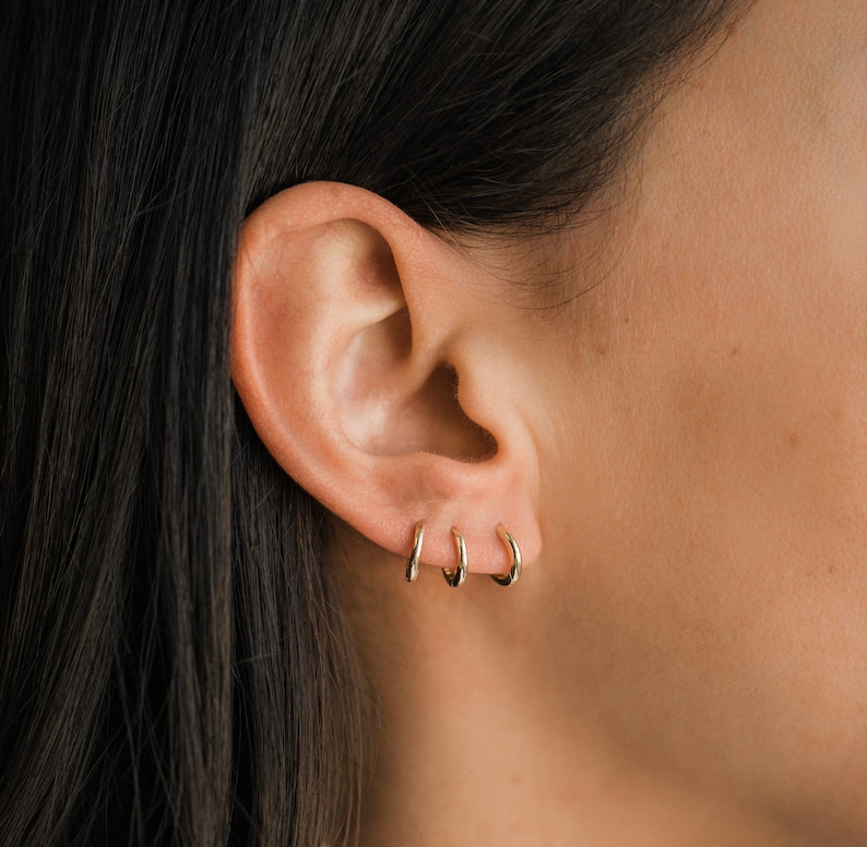 14k Gold Small Hoop Earrings 10mm Etsy