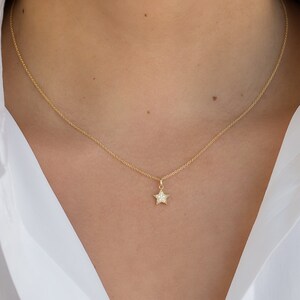 Diamond Star Necklace, Pave Diamond, 14k Solid Gold image 2