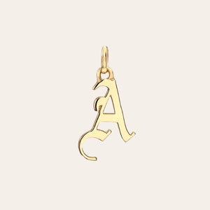 14K Gold Gothic Initial Pendant