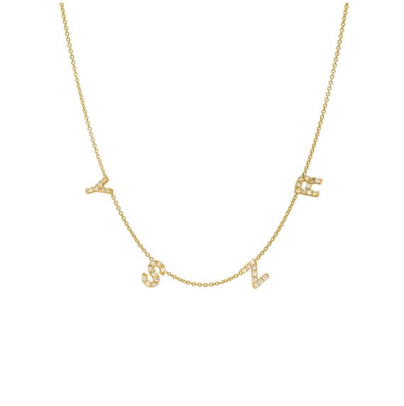 14K Gold Mini Diamond Initial Bead Necklace - Zoe Lev Jewelry