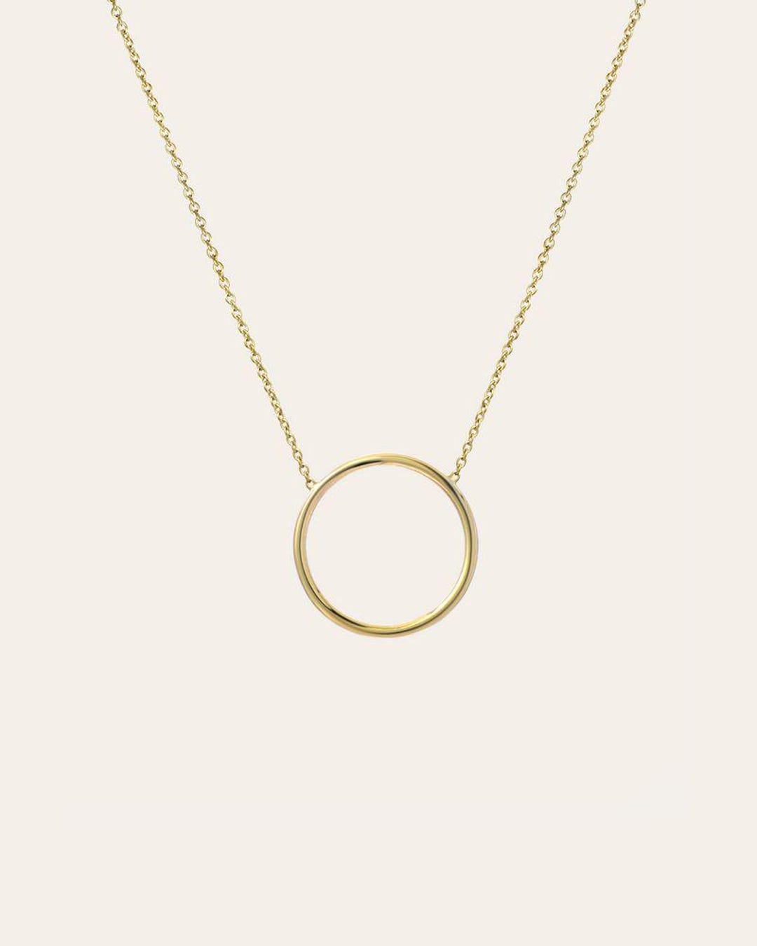 14k Gold Circle Necklace - Etsy