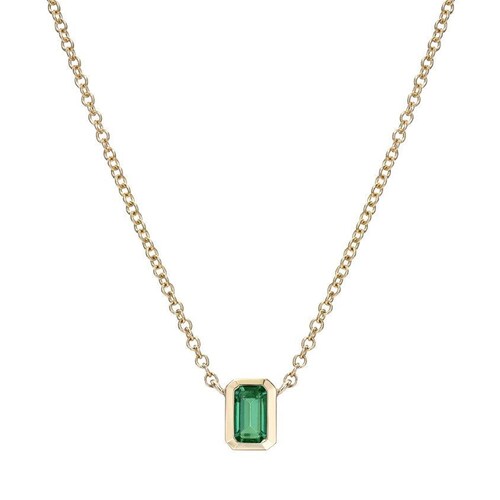 14k Gold .80 Carat Emerald Cut Diamond Necklace - Etsy