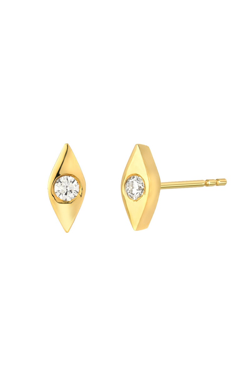 Diamond Evil Eye Stud Earrings 14k Gold - Etsy