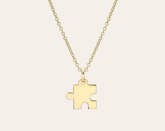14K Gold Small Puzzle Piece Necklace