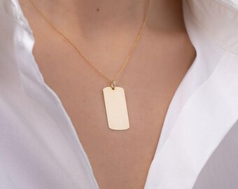 14Kゴールドのスモールドッグタグネックレス - Etsy 日本