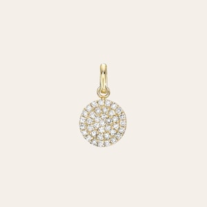 Diamond Small Disc Pendant | 14k Gold