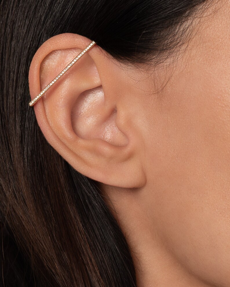 Diamond Cartilage Ear Cuff 14k Gold Etsy