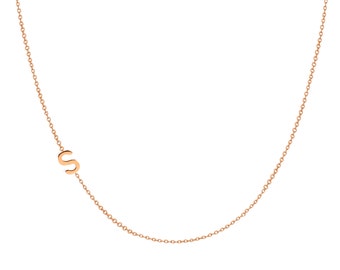 14k Gold Asymmetrical Initial Necklace